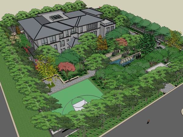 Sketchup别墅模型|私人别墅住宅,现代中式 Sketchup别墅模型|私人别墅住宅,现代中式