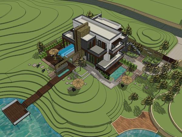 Sketchup别墅模型|独栋别墅,现代风格 Sketchup别墅模型|独栋别墅,现代风格