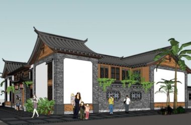 Sketchup别墅模型|四合院别墅，古典风格-BIM建筑网