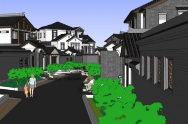 Sketchup别墅模型|叠拼农村别墅，新中式风格-BIM建筑网