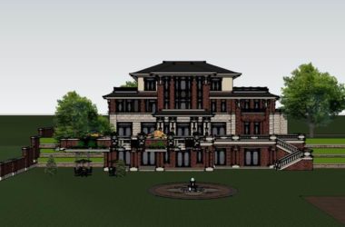 Sketchup别墅模型|独栋别墅，古典风格-BIM建筑网