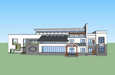 Sketchup别墅模型|独栋别墅，现代中式风格-BIM建筑网