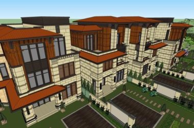Sketchup别墅模型|联排别墅，古典风格-BIM建筑网