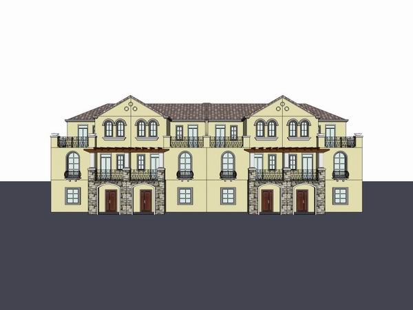 Sketchup别墅模型|联排别墅住宅,古典风格 Sketchup别墅模型|联排别墅住宅,古典风格