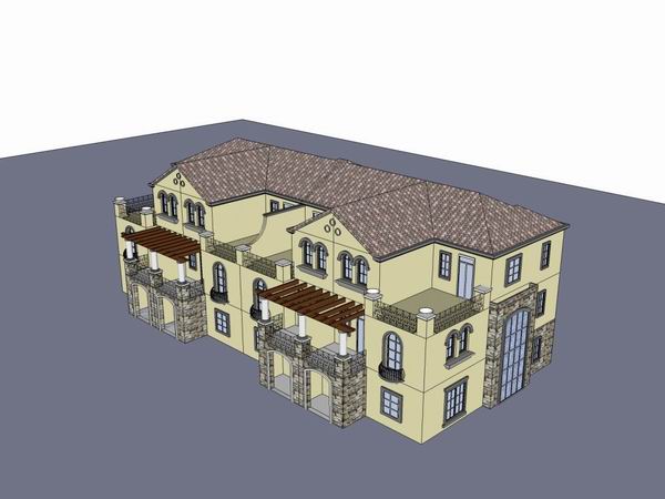 Sketchup别墅模型|联排别墅住宅,古典风格 Sketchup别墅模型|联排别墅住宅,古典风格