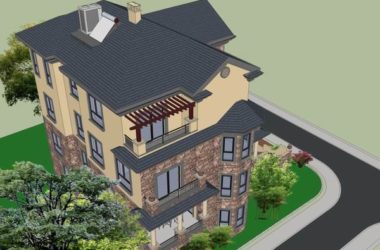 Sketchup别墅模型|独栋别墅，古典风格-BIM建筑网