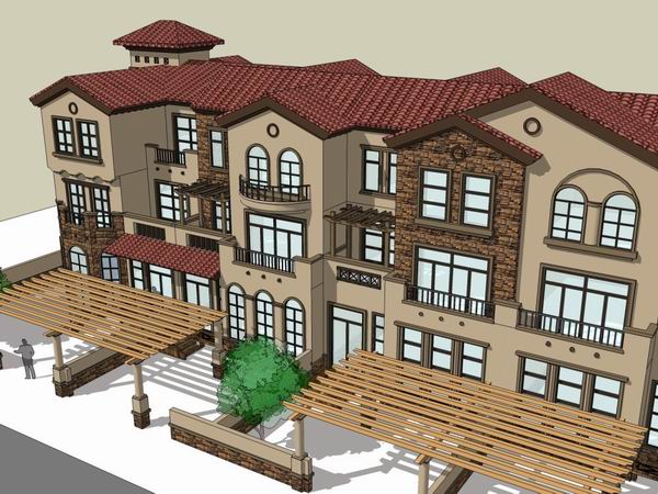 Sketchup别墅模型|联排别墅,古典风格 Sketchup别墅模型|联排别墅,古典风格