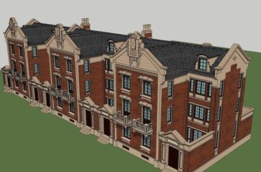 Sketchup别墅模型|联排别墅，古典风格-BIM建筑网
