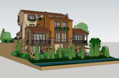 Sketchup别墅模型|双拼别墅，古典风格-BIM建筑网