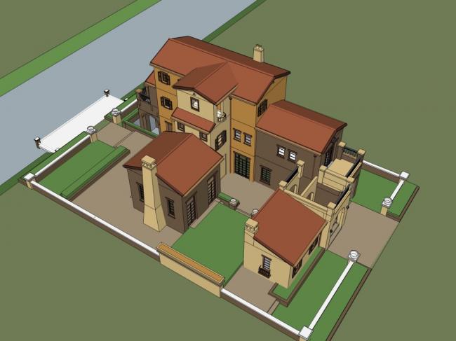 Sketchup别墅模型|独栋别墅,古典风格 Sketchup别墅模型|独栋别墅,古典风格