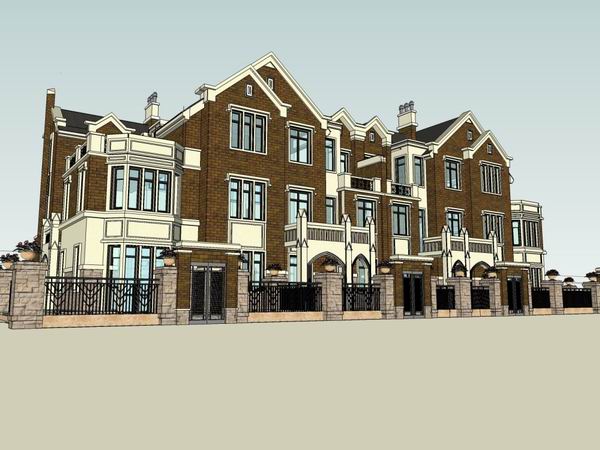 Sketchup别墅模型|联排别墅,古典风格 Sketchup别墅模型|联排别墅,古典风格