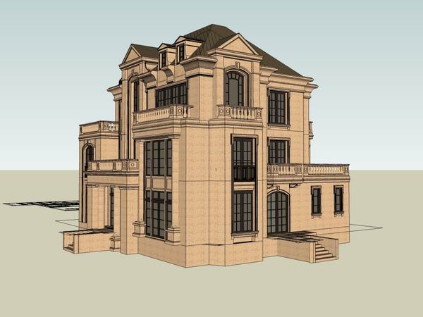 Sketchup别墅模型|独栋别墅,古典法式风格 Sketchup别墅模型|独栋别墅,古典法式风格