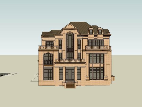 Sketchup别墅模型|独栋别墅,古典法式风格 Sketchup别墅模型|独栋别墅,古典法式风格