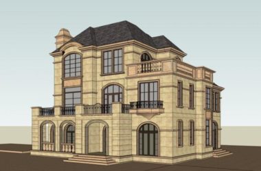 Sketchup别墅模型|双拼别墅，古典风格-BIM建筑网