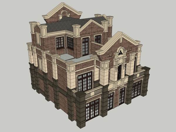 Sketchup别墅模型|独栋别墅,古典风格 Sketchup别墅模型|独栋别墅,古典风格