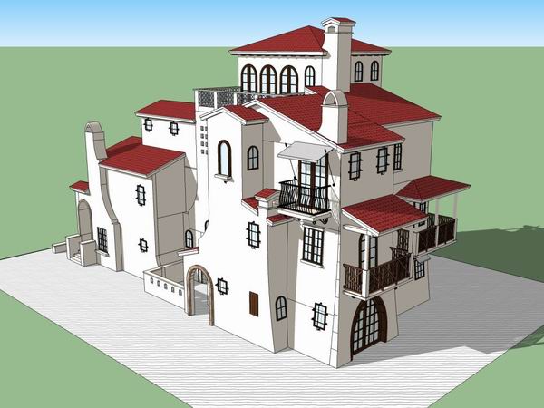 Sketchup别墅模型|独栋别墅,古典风格 Sketchup别墅模型|独栋别墅,古典风格