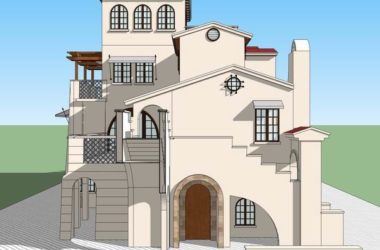 Sketchup别墅模型|独栋别墅，古典风格-BIM建筑网