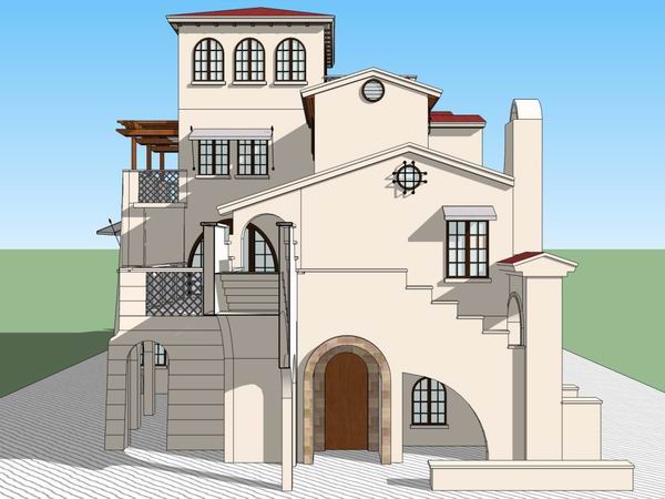 Sketchup别墅模型|独栋别墅,古典风格 Sketchup别墅模型|独栋别墅,古典风格