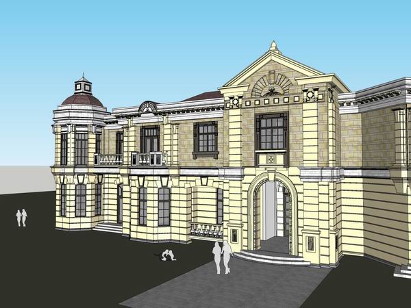 Sketchup别墅模型|双拼别墅,古典风格 Sketchup别墅模型|双拼别墅,古典风格