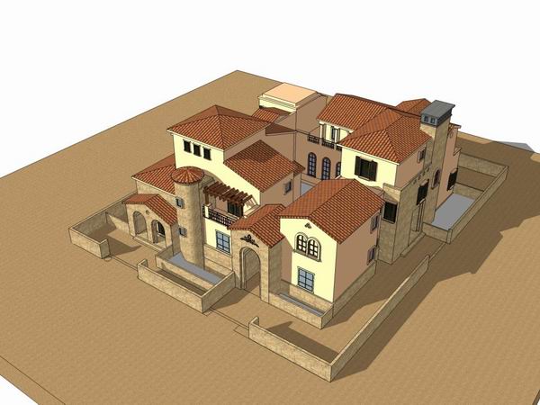 Sketchup别墅模型|托斯卡纳别墅,古典风格 Sketchup别墅模型|托斯卡纳别墅,古典风格