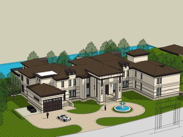 Sketchup别墅模型|独栋别墅,古典风格 Sketchup别墅模型|独栋别墅,古典风格