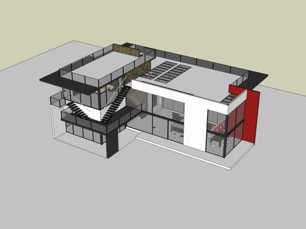 Sketchup别墅模型|独栋别墅,现代风格 Sketchup别墅模型|独栋别墅,现代风格
