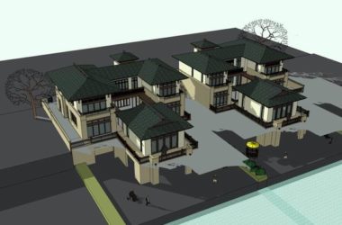 Sketchup别墅模型|双拼别墅，古典风格-BIM建筑网