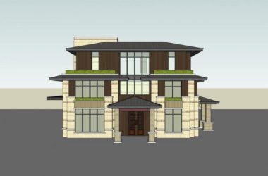 Sketchup别墅模型|独栋别墅，现代中式-BIM建筑网