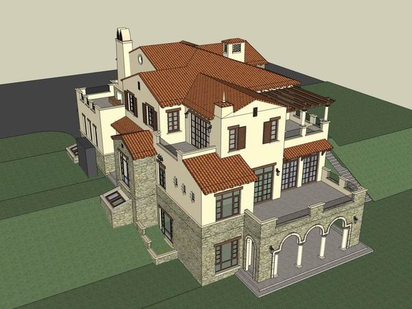 Sketchup别墅模型|独栋别墅,欧式古典风格 Sketchup别墅模型|独栋别墅,欧式古典风格