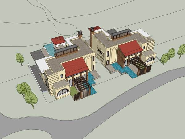 Sketchup别墅模型|独栋别墅,现代风格 Sketchup别墅模型|独栋别墅,现代风格
