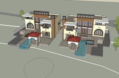 Sketchup别墅模型|独栋别墅，现代风格-BIM建筑网