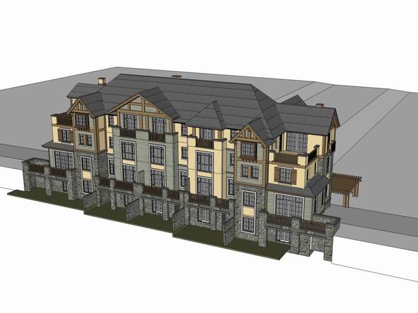 Sketchup别墅模型|五联排别墅,古典风格 Sketchup别墅模型|五联排别墅,古典风格
