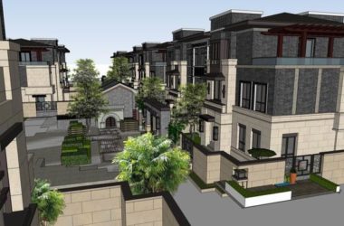 Sketchup别墅模型|联排别墅住宅群，古典风格-BIM建筑网