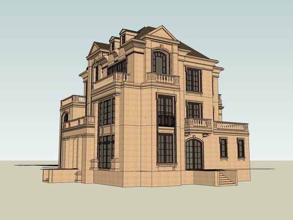 Sketchup别墅模型|独栋别墅,古典风格 Sketchup别墅模型|独栋别墅,古典风格
