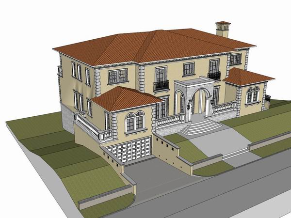 Sketchup别墅模型|独栋别墅,古典风格 Sketchup别墅模型|独栋别墅,古典风格