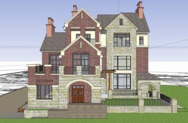 Sketchup别墅模型|独栋别墅，古典风格-BIM建筑网