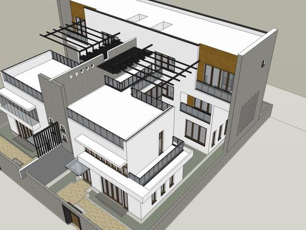 Sketchup别墅模型|乡村联排别墅,现代风格 Sketchup别墅模型|乡村联排别墅,现代风格