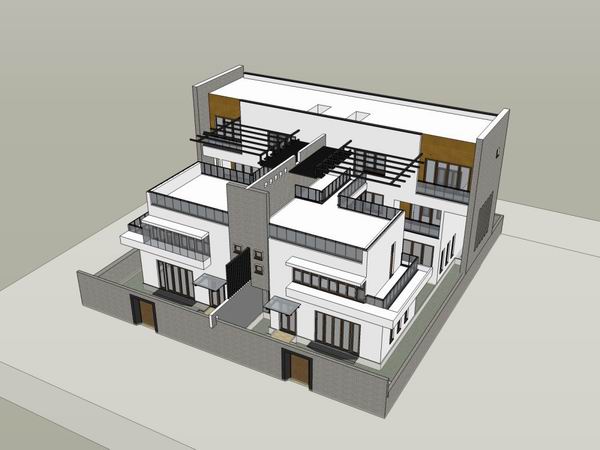 Sketchup别墅模型|乡村联排别墅,现代风格 Sketchup别墅模型|乡村联排别墅,现代风格