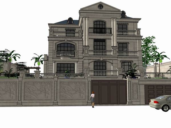 Sketchup别墅模型|独栋别墅,古典风格 Sketchup别墅模型|独栋别墅,古典风格