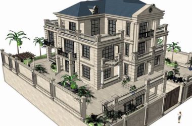 Sketchup别墅模型|独栋别墅，古典风格-BIM建筑网