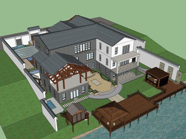 Sketchup别墅模型|独栋别墅,古典风格 Sketchup别墅模型|独栋别墅,古典风格