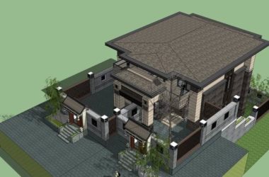 Sketchup别墅模型|双拼别墅，古典风格-BIM建筑网