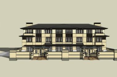 Sketchup别墅模型|联排别墅，古典风格-BIM建筑网