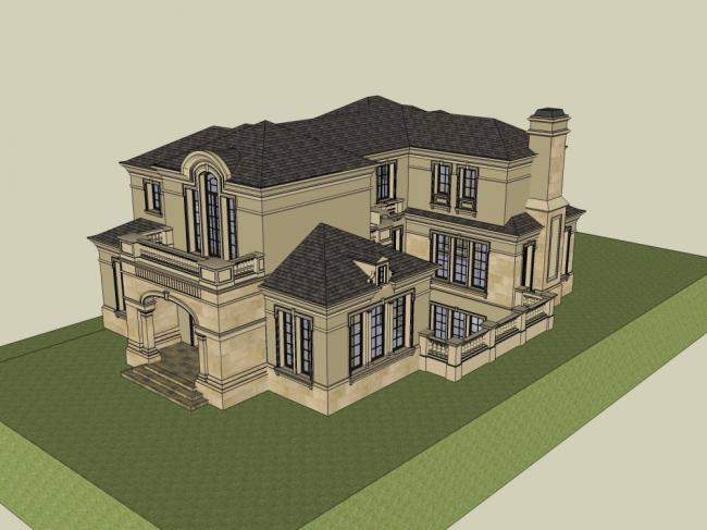 Sketchup别墅模型|独栋别墅,古典风格 Sketchup别墅模型|独栋别墅,古典风格