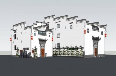 Sketchup住宅模型|多层住宅,中式风格,徽派,居住建筑-BIM建筑网