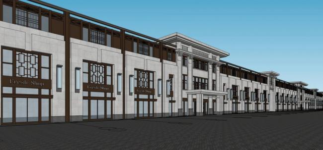 Sketchup商业模型|商业裙房,新古典风格 Sketchup商业模型|商业裙房,新古典风格