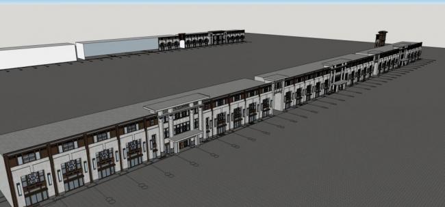 Sketchup商业模型|商业裙房,新古典风格 Sketchup商业模型|商业裙房,新古典风格