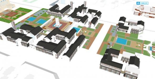 Sketchup商业模型|商业街,新中式风格 Sketchup商业模型|商业街,新中式风格