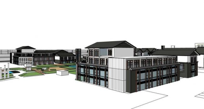 Sketchup商业模型|商业街,新中式风格 Sketchup商业模型|商业街,新中式风格