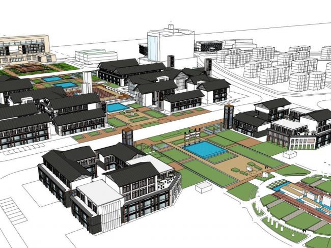 Sketchup商业模型|商业街,新中式风格 Sketchup商业模型|商业街,新中式风格